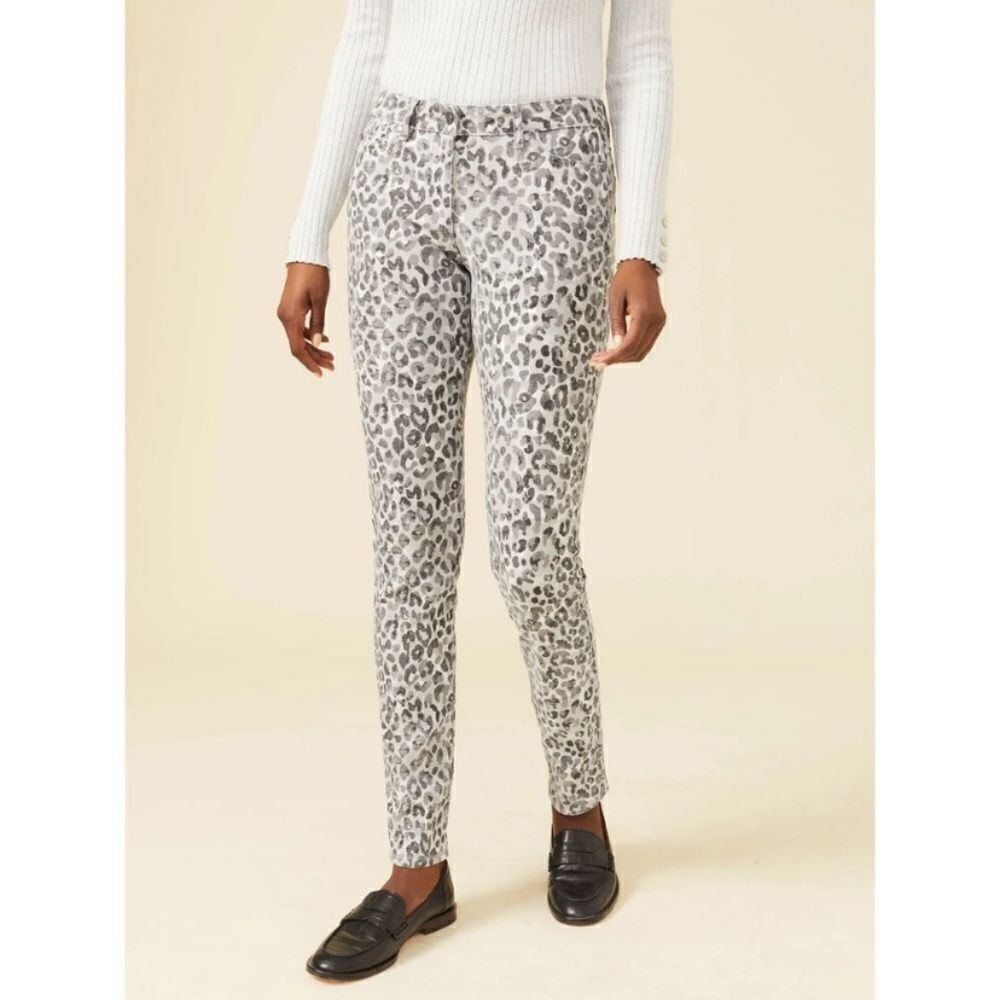 J. McLaughlin Lexi Slim Jeans - Watercolor Gray Cheetah